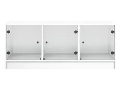 Mesa de centro con puertas de vidrio blanca 102x50x42 cm