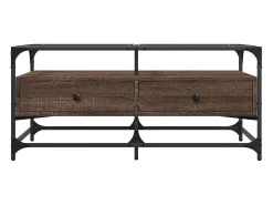 Mesa de centro con puertas de vidrio marrón roble 68,5x50x50 cm