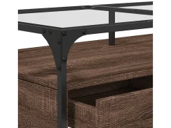 Mesa de centro con puertas de vidrio marrón roble 68,5x50x50 cm