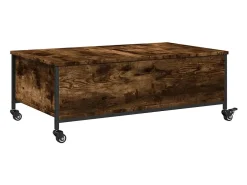 Mesa de centro con ruedas madera ingeniería roble 91x55x34 cm