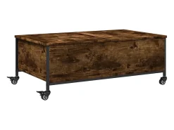Mesa de centro con ruedas madera ingeniería roble 91x55x34 cm