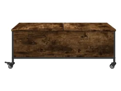 Mesa de centro con ruedas madera ingeniería roble 91x55x34 cm