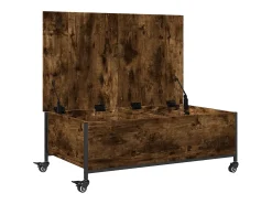 Mesa de centro con ruedas madera ingeniería roble 91x55x34 cm