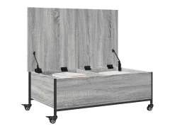 Mesa de centro con ruedas madera ingeniería gris 91x55x34 cm