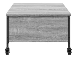 Mesa de centro con ruedas madera ingeniería gris 91x55x34 cm