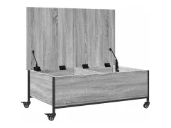 Mesa de centro con ruedas madera ingeniería gris 91x55x34 cm