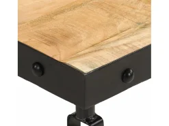 Mesa de centro con ruedas madera maciza de mango 100x55x26 cm