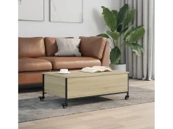 Mesa de centro con ruedas madera ingeniería Sonoma 91x55x34 cm
