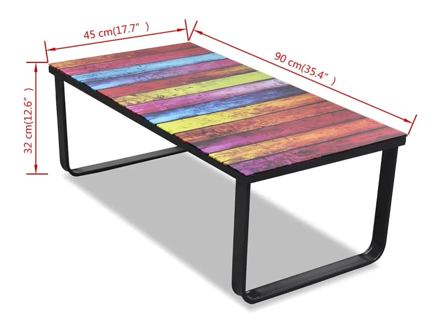 Mesa de centro con superficie con impresión de arcoiris