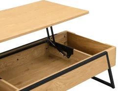 Mesa de centro con tablero elevable chapado en roble - Natural - EBENORA