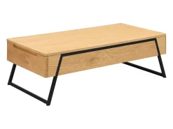Mesa de centro con tablero elevable chapado en roble - Natural - EBENORA