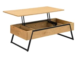 Mesa de centro con tablero elevable chapado en roble - Natural - EBENORA