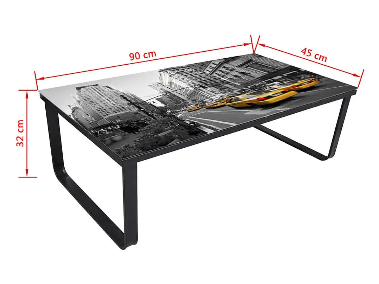 Mesa de centro con tablero de cristal rectangular
