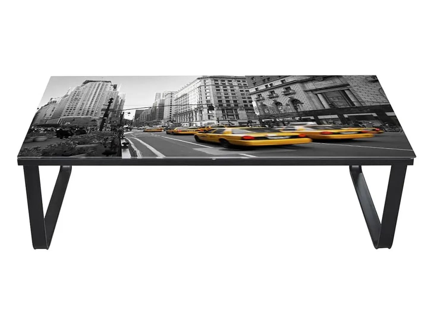 Mesa de centro con tablero de cristal rectangular