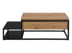 Mesa de centro con tablero elevable - MDF y metal - Natural y negro - LUTESA