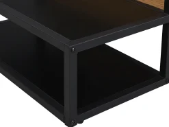Mesa de centro con tablero elevable - MDF y metal - Natural y negro - LUTESA