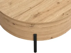 Mesa de centro con tablero giratorio en MDF y acero - Natural - YEMELIA