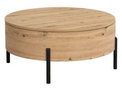 Mesa de centro con tablero giratorio en MDF y acero - Natural - YEMELIA