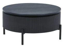 Mesa de centro con tablero giratorio chapado de fresno - Negro - NORVANE