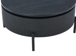 Mesa de centro con tablero giratorio chapado de fresno - Negro - NORVANE
