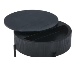Mesa de centro con tablero giratorio chapado de fresno - Negro - NORVANE