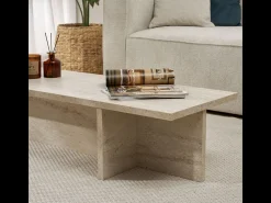 Mesa de centro con tablero rectangular y base asimétrica L120 cm - HARBOR