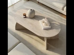 Mesa de centro con tapa ovalada y patas curvas L120 cm - SELENE