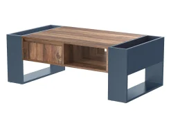 Mesa de centro con un cajón - estilo industrial - Marrón y Negro