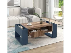 Mesa de centro con un cajón - estilo industrial - Marrón y Negro