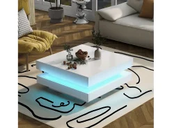 Mesa de centro contemporánea con LED en 16 colores - forma cuadrada - Blanco