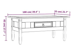 Mesa de centro Corona Range pino mexicano gris 100x60x45 cm