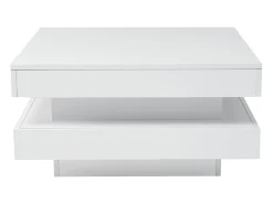 Mesa de centro cuadrada - 70 x 70 x 36 cm - con LED de 16 colores - aglomerado - blanco