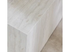 Mesa de centro cuadrada con efecto mármol, set de 2 blanco