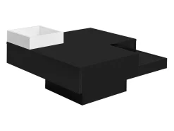 Mesa de centro cuadrada con caja de almacenamiento extraíble - Luces LED en la parte inferior - Negro