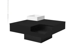 Mesa de centro cuadrada con caja de almacenamiento extraíble - Luces LED en la parte inferior - Negro