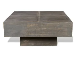 Mesa de centro cuadrada de madera maciza de mango marrón ES31577