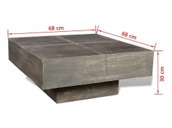 Mesa de centro cuadrada de madera maciza de mango marrón ES31577