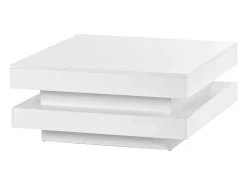 Mesa de centro cuadrada iluminada 70x70 cm, iluminación LED Bluetooth, diseño futurista, lacada en blanco