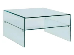 Mesa de centro cuadrada STILEOS - Doble tablero - Cristal