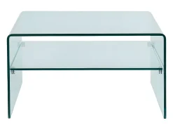 Mesa de centro cuadrada STILEOS - Doble tablero - Cristal