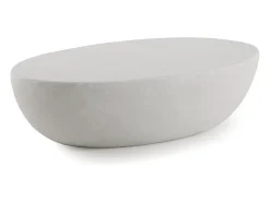 Mesa de centro de 120 x 70 cm de poliresina cemento blanco