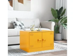 Mesa de centro de acero amarillo mostaza 67x50x44 cm