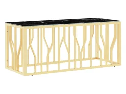 Mesa de centro de acero inoxidable y vidrio dorada 110x45x45 cm