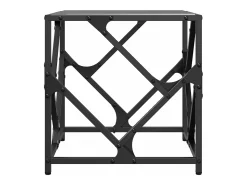 Mesa de centro de acero superficie de vidrio negra 40x40x41 cm