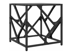 Mesa de centro de acero superficie de vidrio negra 40x40x41 cm
