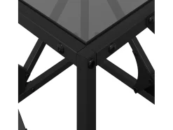 Mesa de centro de acero superficie de vidrio negra 40x40x41 cm