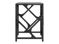 Mesa de centro de acero y superficie vidrio negro 30x30x41 cm