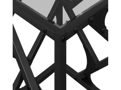 Mesa de centro de acero y superficie vidrio negro 30x30x41 cm