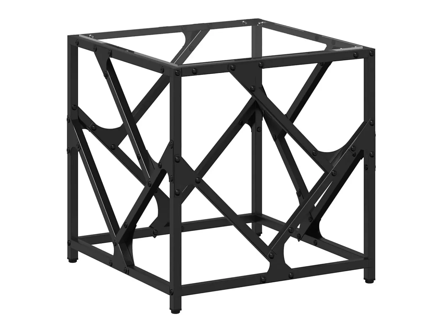 Mesa de centro de acero y tapa vidrio transparente 40x40x41 cm