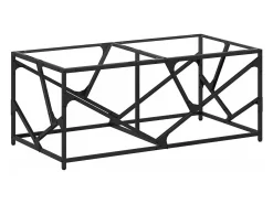 Mesa de centro de acero y tapa vidrio transparente 98,5x50x41cm